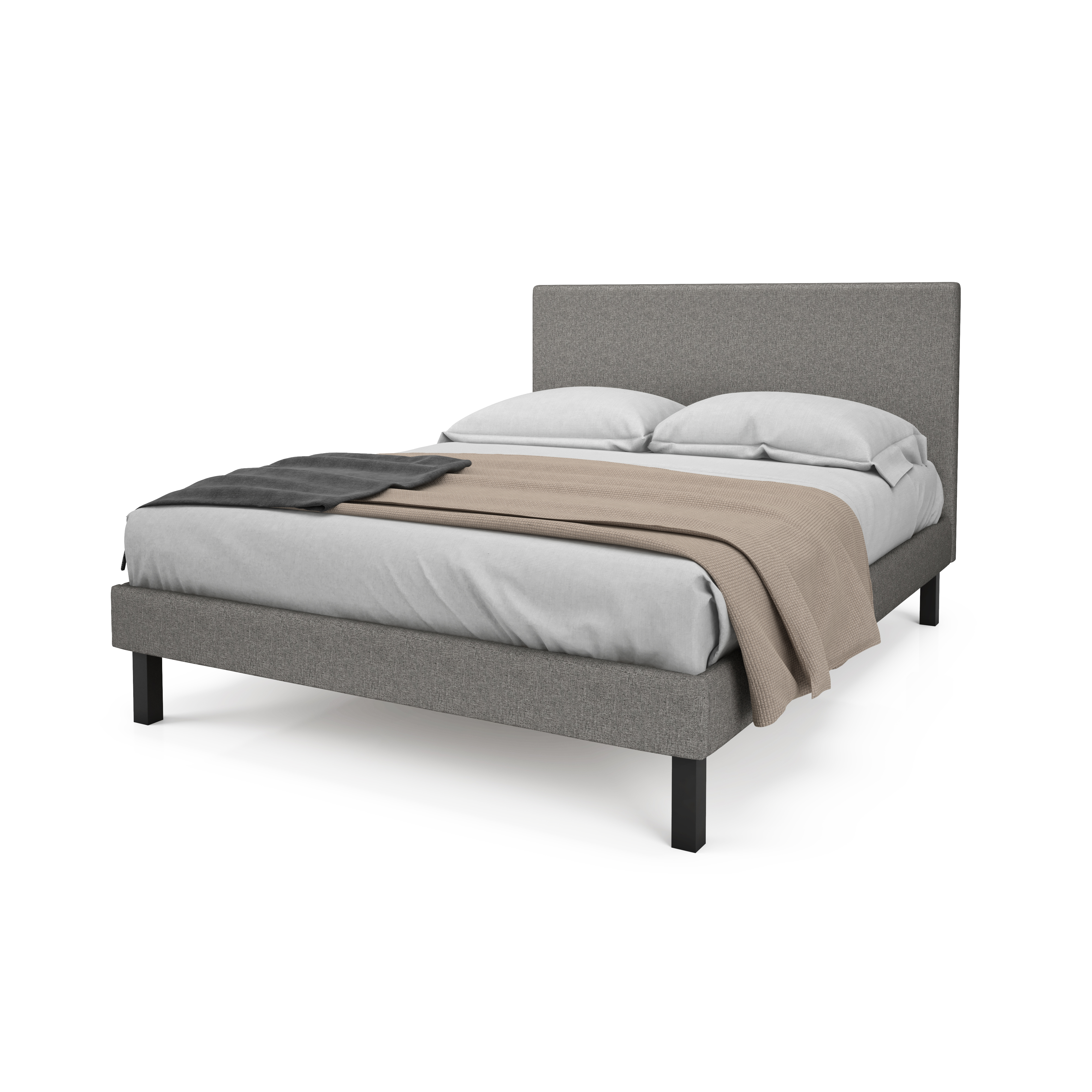 Breeze Platform Bed with Ennis Headboard in Grey