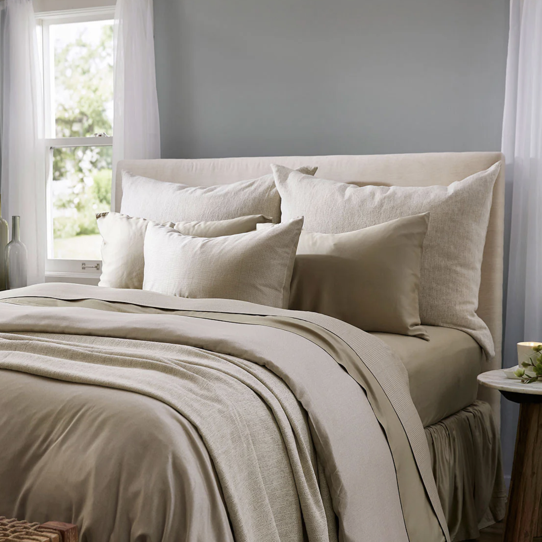 legna rimini bed in flax